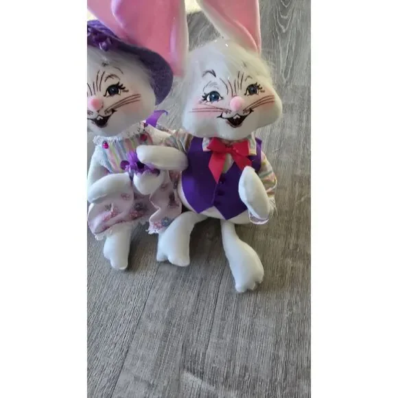 2009 Annalee Mr & Mrs Easter Bunny Rabbit Plush - Picture 13 of 16